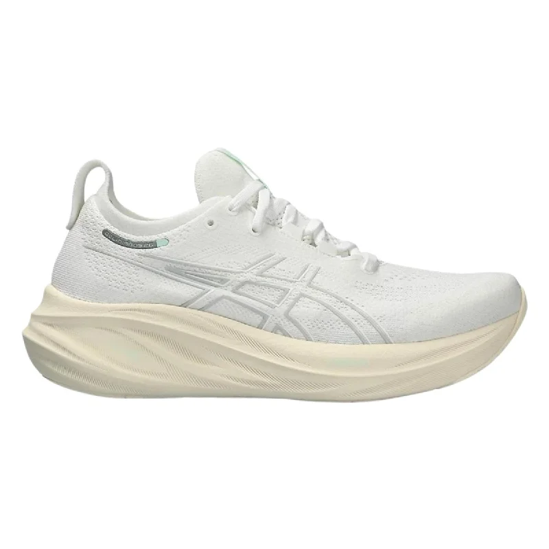 trendy women’s shoes for date nights -Asics Women's Gel-Nimbus 26 White/White