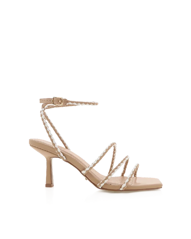 trendy women’s footwear for all seasons -YESSICA - DARK NUDE-WHITE CONTRAST