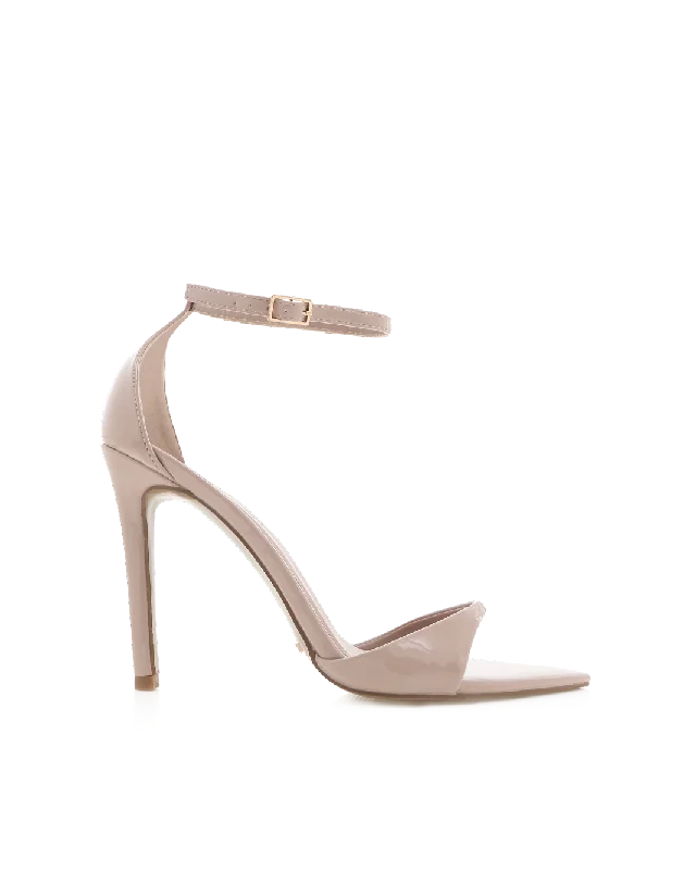 fashionable women’s summer footwear -QUEENA - LATTE PATENT