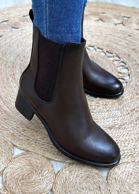 fashionable women’s heels for cocktail parties -Evanna Brown Ankle Boots