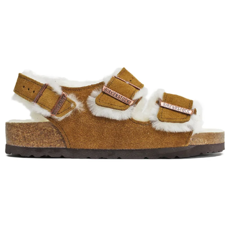 stylish women’s wedges for summer -Milano Shearling Suede Unisex Slingback Sandals