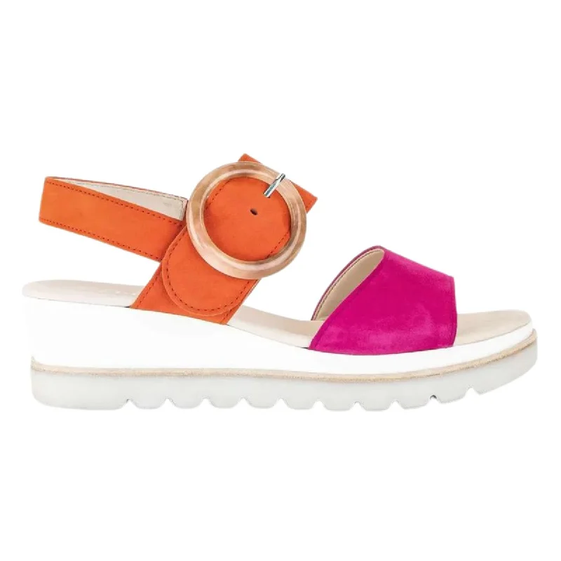 cute women’s slip-on shoes for casual wear -Gabor Women's 44.645-13 Sandal Orange/Pink Suede