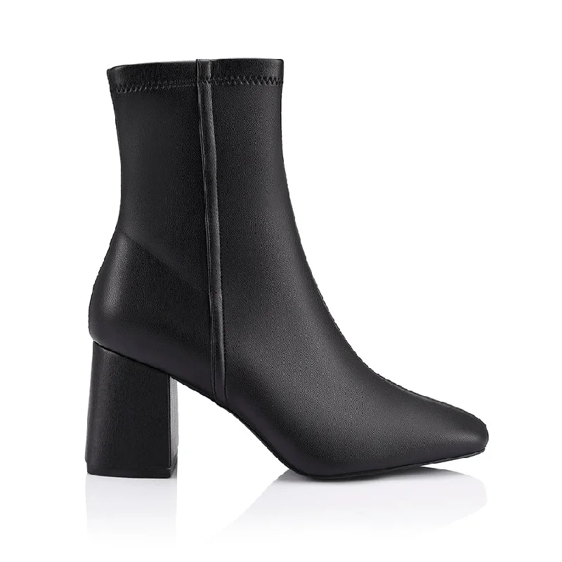 stylish women’s flats for casual wear -Lizzo Stretch Ankle Boots - Black Stretch