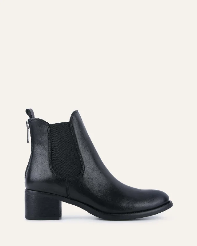 comfortable women’s shoes for errands -CLAIRE MID ANKLE BOOTS BLACK LEATHER