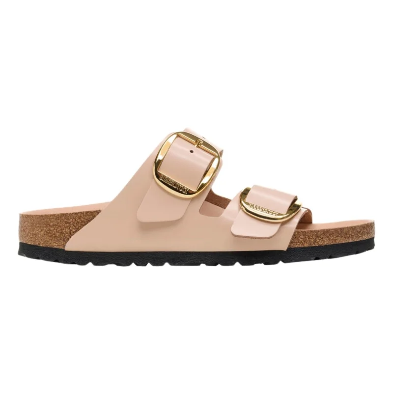 fashionable women’s work shoes -Birkenstock Women's Arizona Big Buckle High Shine New Beige Leather