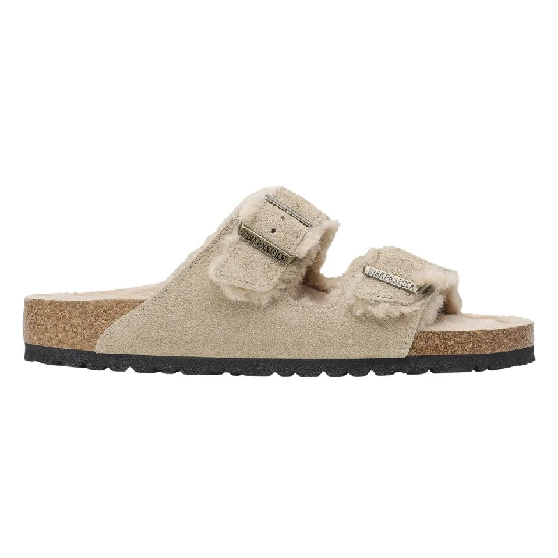 trendy women’s footwear for all seasons -Birkenstock Women's Arizona Shearling Taupe Suede Leather