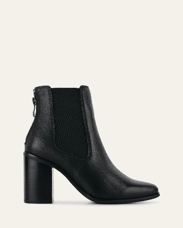 high-quality women’s shoes for workwear -LOVER HIGH ANKLE BOOTS BLACK LEATHER