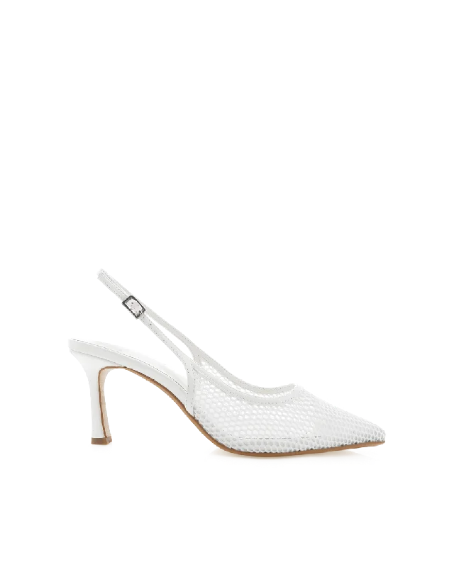 cute women’s flats for everyday fashion -XAHIA - WHITE NET MESH