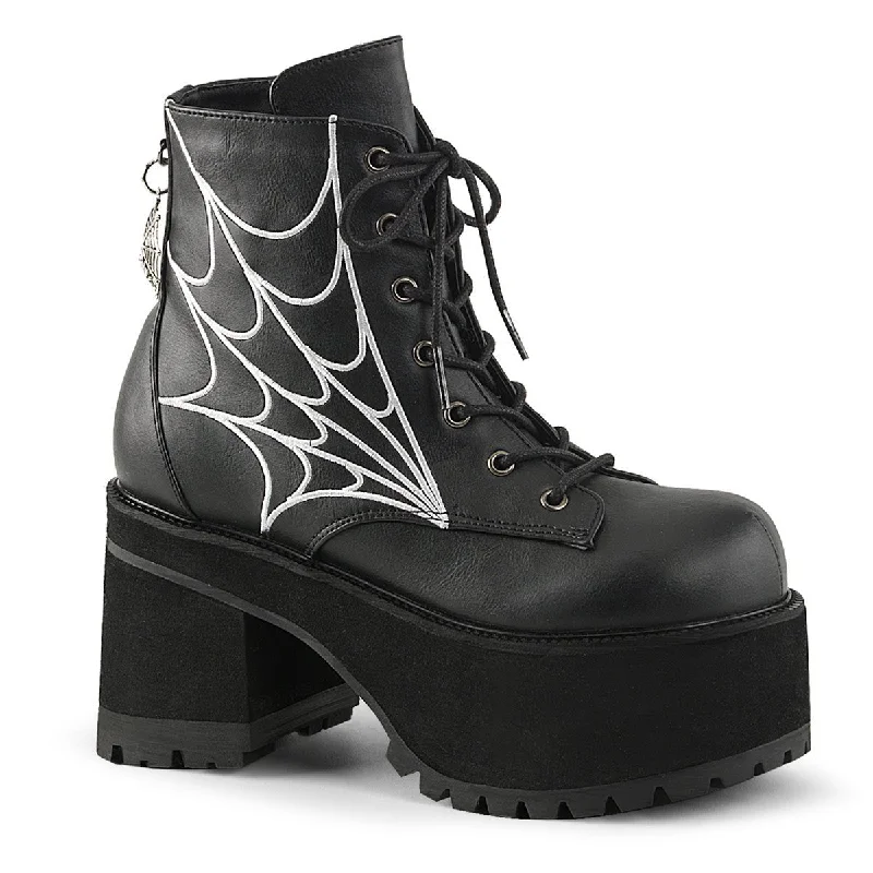 best women’s shoes for outdoor adventures -Demonia RANGER-105 | Black Vegan Leather Ankle Boots