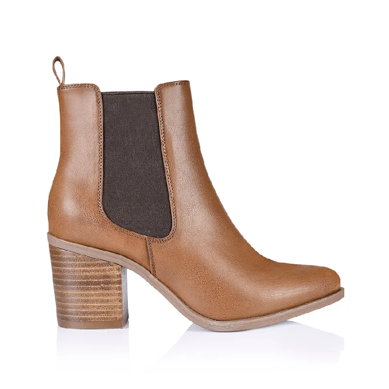 fashionable women’s work shoes -Samantha Chelsea Boots - Tan Softee