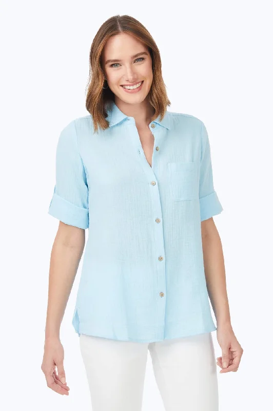 classic women’s cardigans for winter -Tamara Cotton Gauze Shirt