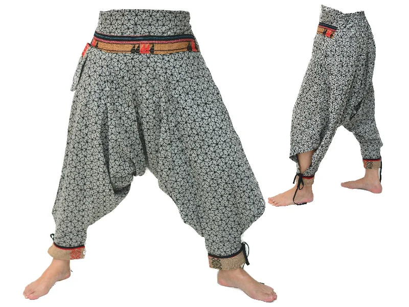 trendy women’s dresses for formal occasions -Samurai Style Harem Pants Men Women Black Grey