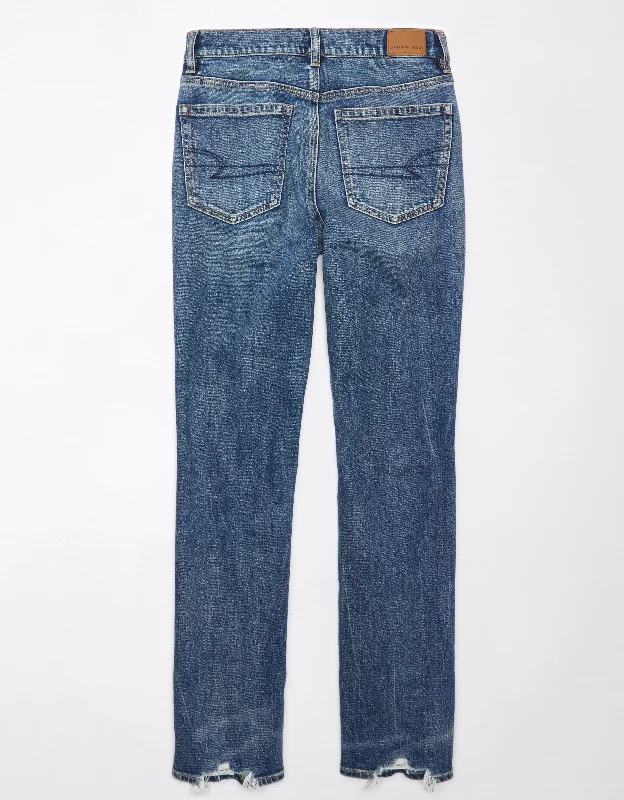 best women’s clothing brands for fall -AE Stretch Super High-Waisted Ripped Straight Jean