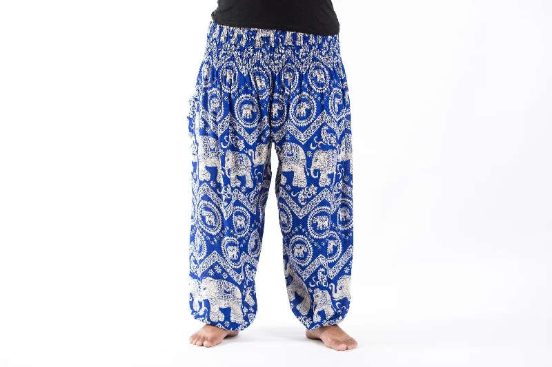 high-waisted women’s jeans for everyday wear -Plus Size Imperial Elephant Unisex Elephant Pants in Blue