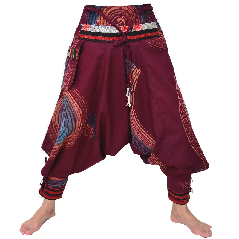 stylish women’s dresses for evening parties -Samurai Pants Harem Pants Ninja Pants Men Women Red Hand Painted