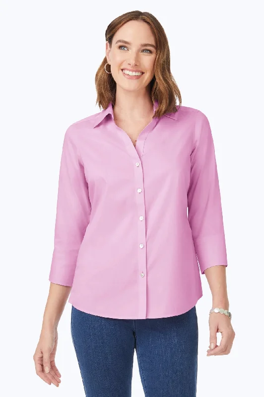 versatile women’s dresses for all occasions -Mary Stretch No Iron 3/4 Sleeve Shirt, Orchid Bouquet