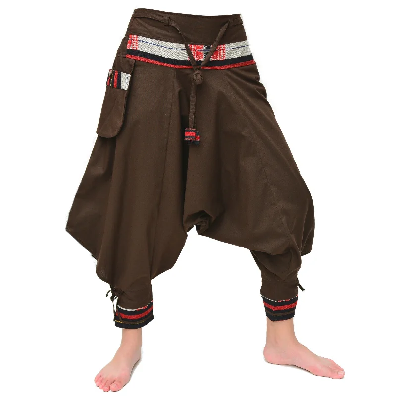 casual clothing for women’s weekend wardrobe -Samurai Pants Harem Pants Ninja Pants Men Women Brown