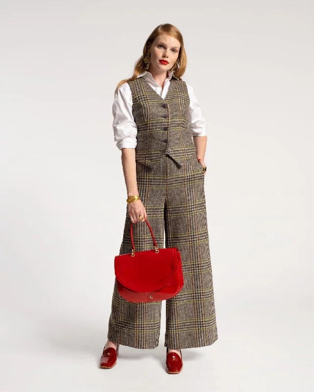 boho-chic women’s clothing for summer -Zoey Belted Pant Leeds Houndstooth Wool