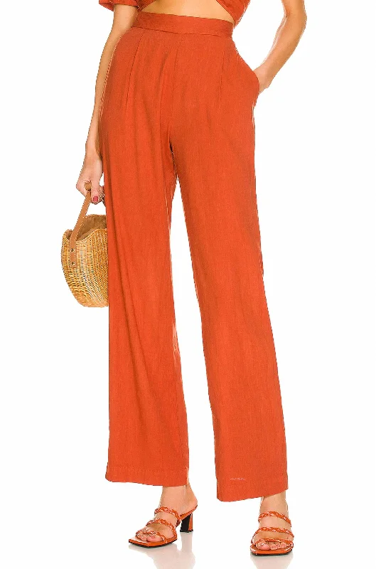 trendy women’s dresses for formal occasions -Linen Pleat Pant In Faded Rust