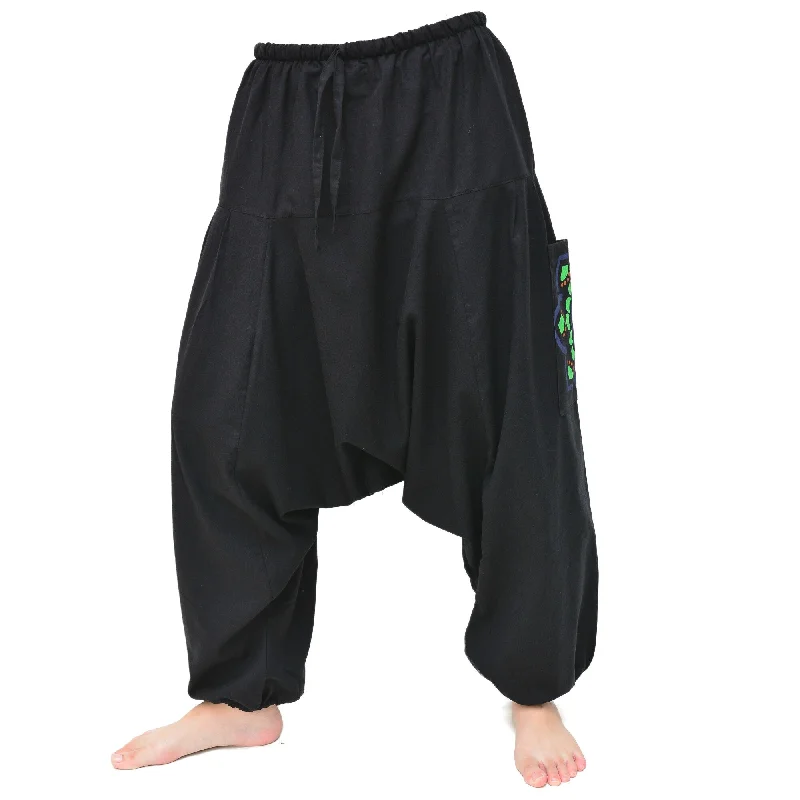 cute women’s skirts for summer -Harem Pants Men Women Lounge Pants ॐ print Black