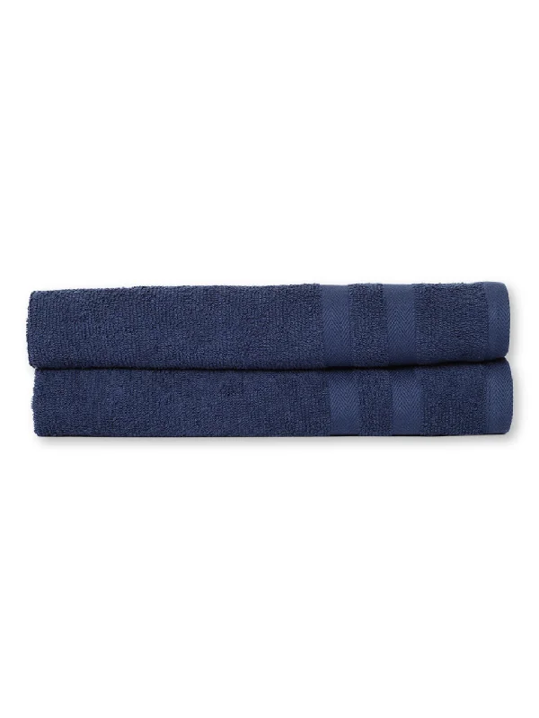 trendy summer clothing for women -Unisex Navy Blue Basic Terry Hand Towel -Pack of Two