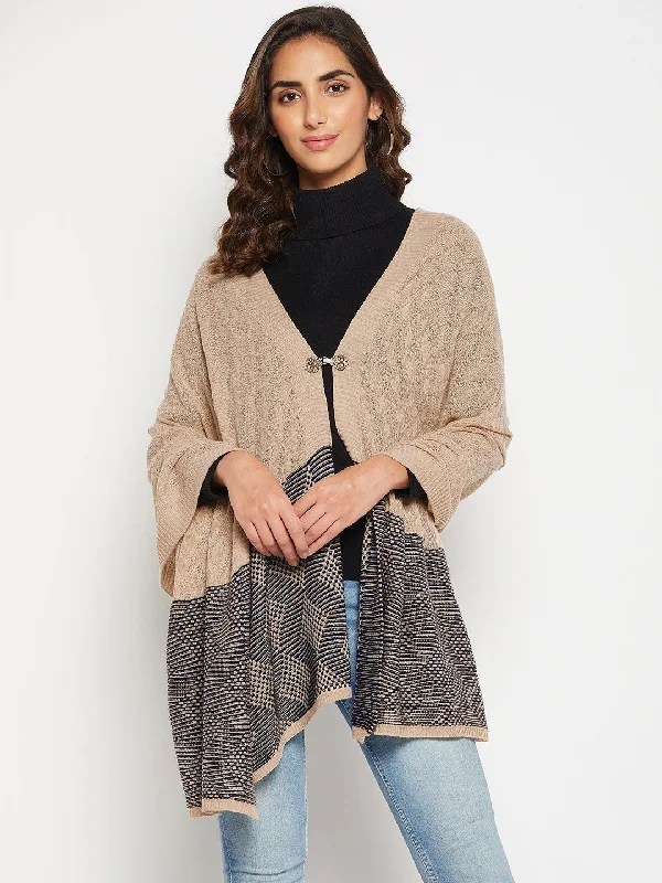 fashion-forward women’s clothing for all seasons -Women's Casual  Beige Jacquard Pattern  Stole