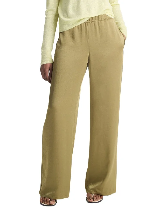 comfortable women’s athletic wear -Vince Mid Rise Side Strap Wide Leg Pant