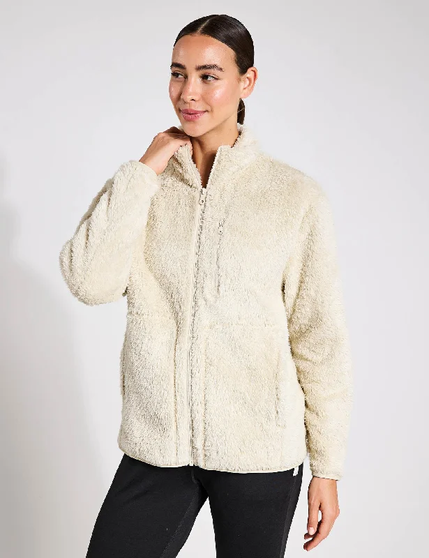 comfortable women’s shirts for everyday wear -Full-Zip Sherpa Jacket - Sandstone