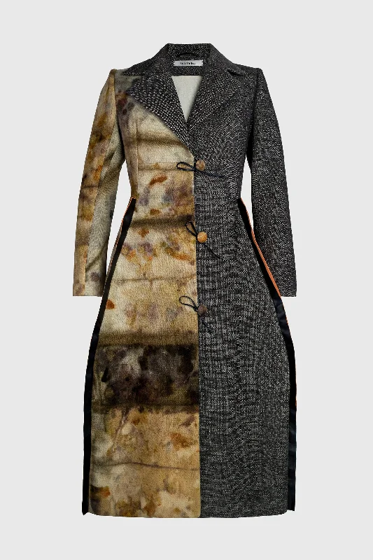 cozy women’s cardigans for fall -Natural Print Dark Crinoline Coat