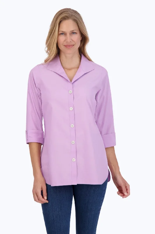 stylish women’s outerwear for fall -Pandora Pinpoint No Iron 3/4 Sleeve Tunic, Soft Violet