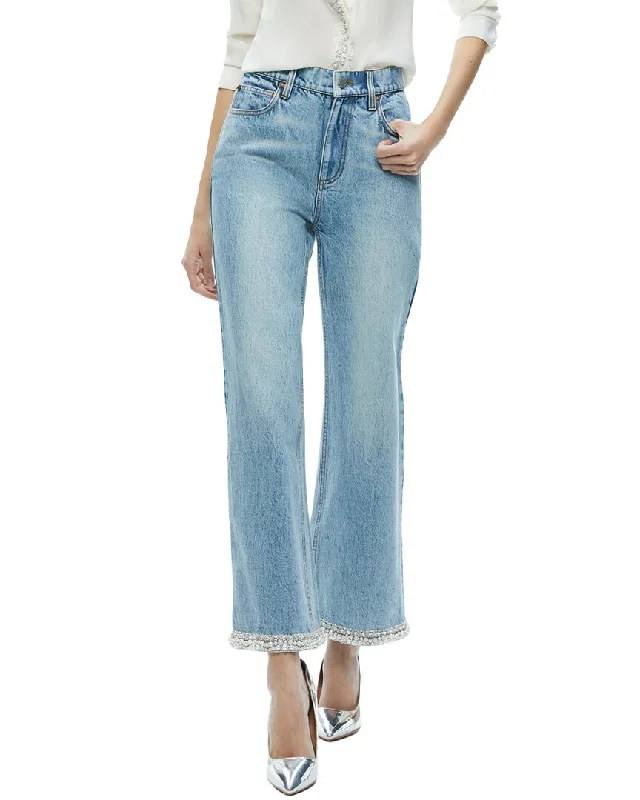 women’s fashion trends for 2025 -alice + olivia Ora High-Rise Embellished Jean