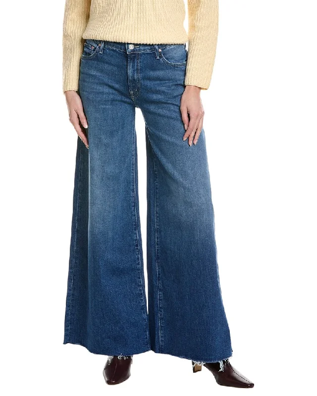 chic women’s sweaters for winter -MOTHER The Swisher Sneak Fray Punch Buggy Wide Leg Jean