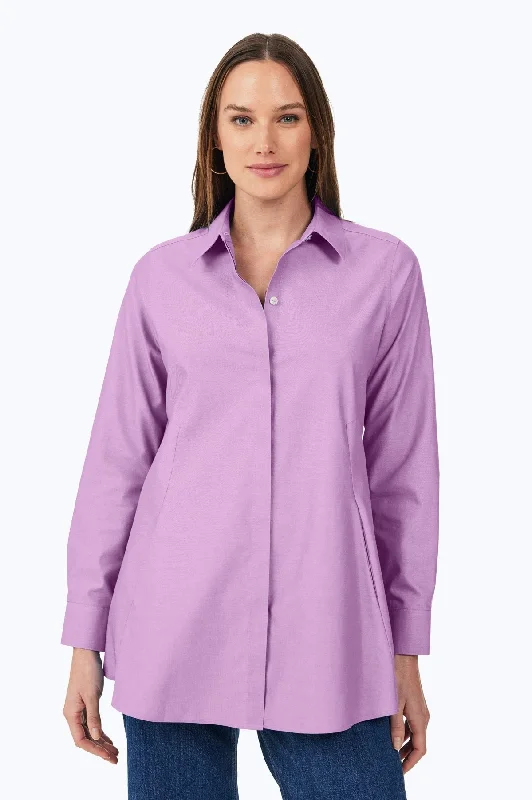 best women’s dresses for family gatherings -Cici Pinpoint No Iron Long Sleeve Tunic, Soft Violet