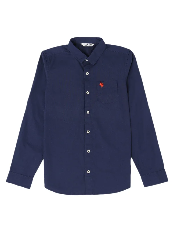 casual summer clothing for women -Boy Navy Blue Shirt