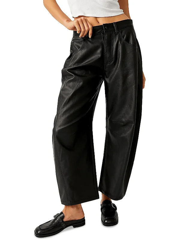 affordable women’s activewear for workouts -Lucky You Womens Faux Leather Tapered Wide Leg Pants