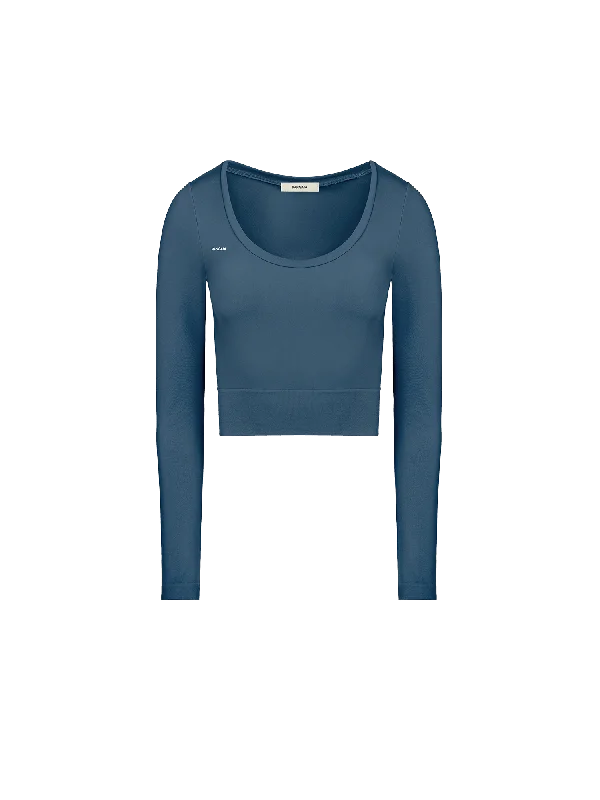 best women’s summer clothing outfits -Women's Plant-Stretch Long Sleeve Cropped Top—storm blue