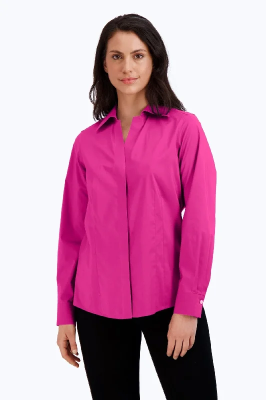 stylish tops for women’s office fashion -Taylor Stretch No Iron Long Sleeve Shirt, Azalea