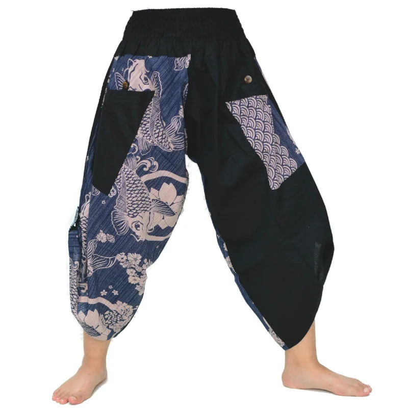 boho-chic women’s clothing for summer -Samurai Pants Ninja Pants Yoga Pants Men Women Black Blue