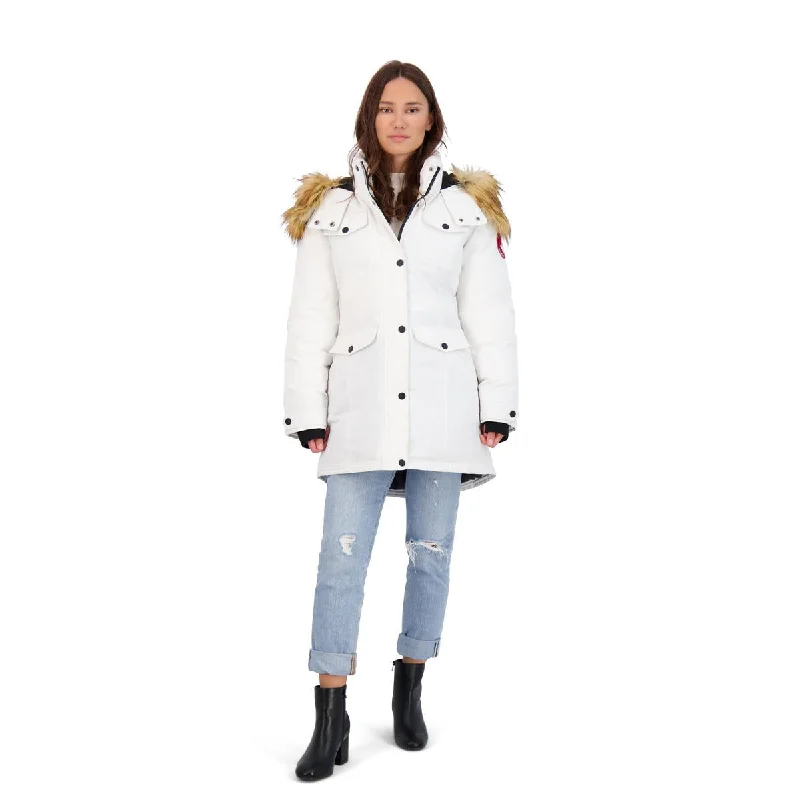 trendy summer clothing for women -Canada Weather Gear Parka Coat for Women-Insulated Faux Fur Hooded Winter Jacket