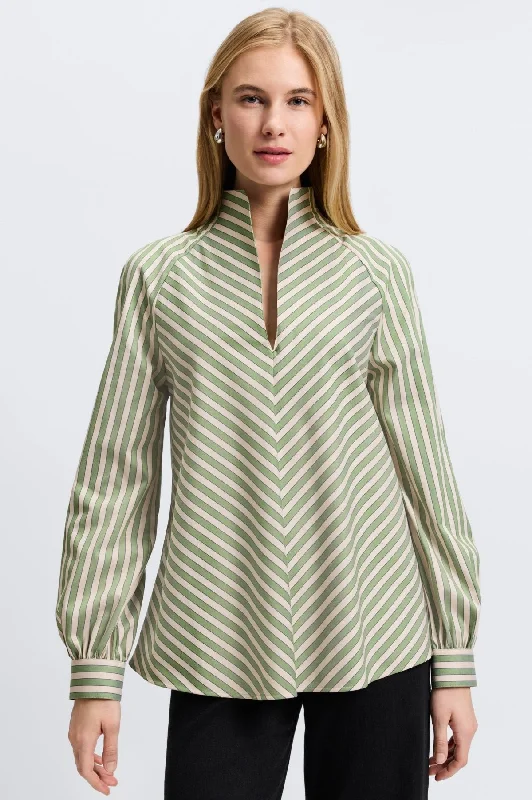 fashionable women’s winter coats -Daphne Essential Stretch Striped No Iron Popover