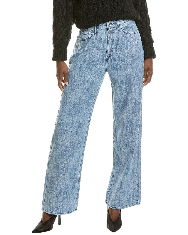 casual clothing for women’s weekend wardrobe -rag & bone Jacquard Logan Medium Blue Wide Leg Jean