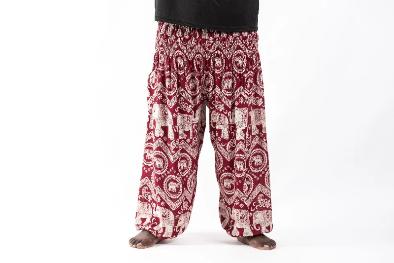 comfortable women’s clothing for lounging -Plus Size Imperial Elephant Unisex Elephant Pants in Red