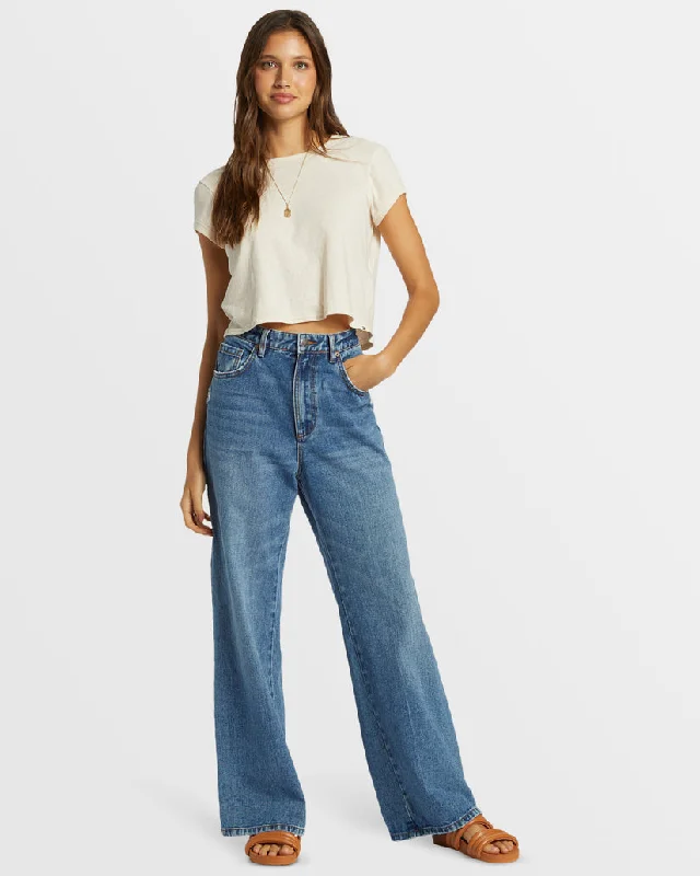 trendy pants for women in 2025 -Billabong Aaliyah Jeans-Medium Denim