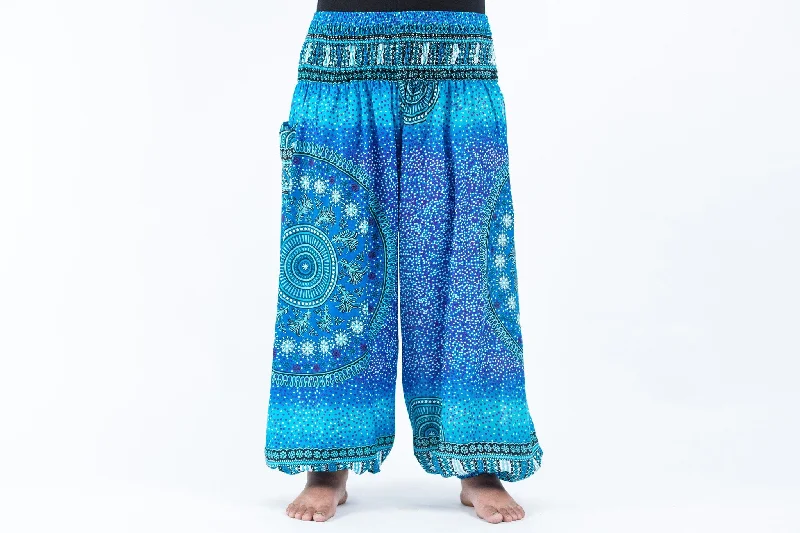 trendy pants for women in 2025 -Plus Size Tribal Chakras Unisex Harem Pants in Blue