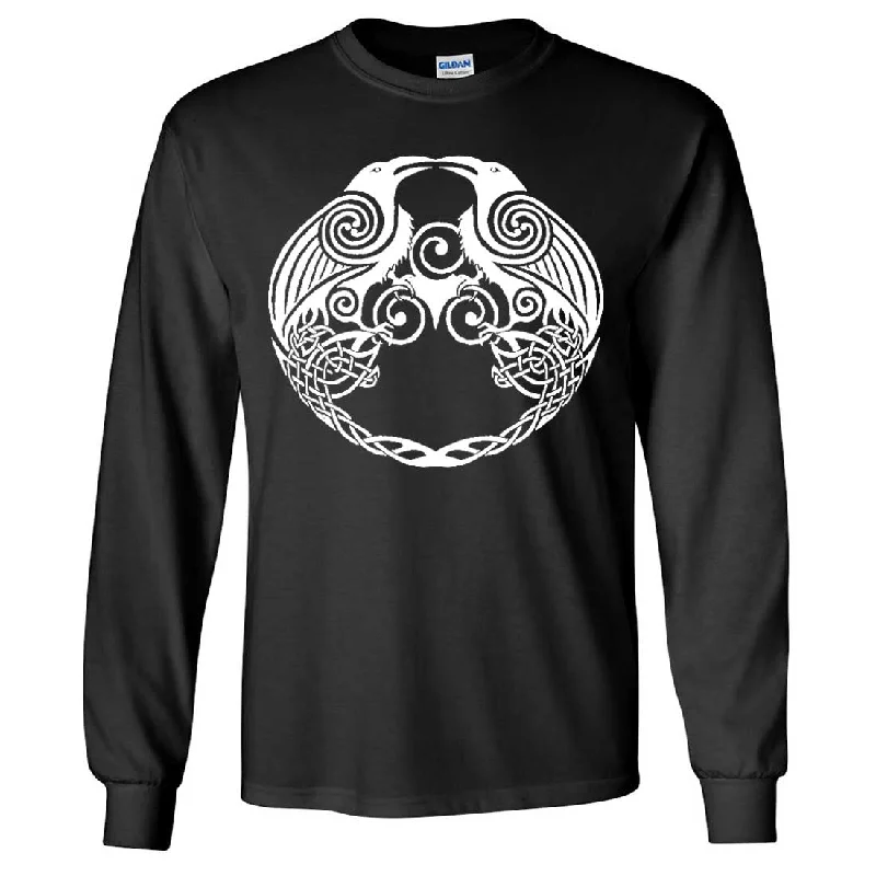 best fall clothing for women -Dual Raven White Print Long Sleeve Shirt