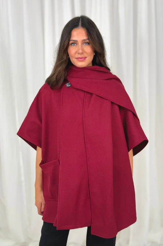 unique women’s dresses for bridesmaids -Indie Cape With Scarf In Bordeaux