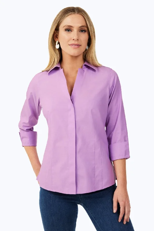 fashionable women’s winter coats -Taylor Pinpoint No Iron 3/4 Sleeve Shirt, Soft Violet