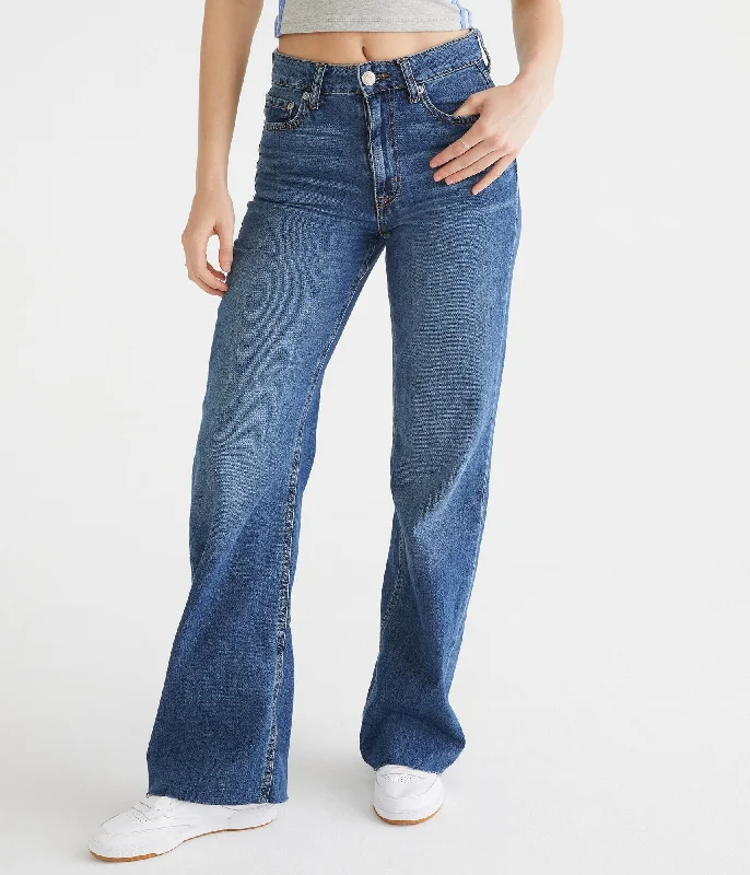 affordable women’s summer clothing -Aeropostale Women's '90S Super High-Rise Wide Leg Jean***