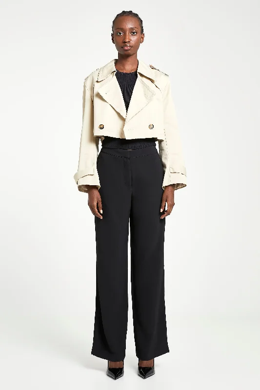 best women’s pants for spring and summer -Cropped Cotton Trench - Stone