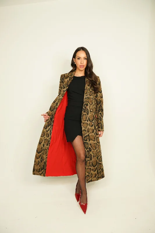 chic women’s sweaters for winter -Love Laura Limited Edition Coat In Leopard